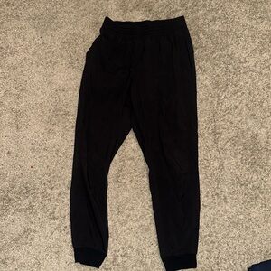 LULU BLACK THIN WIND BREAKER JOGGERS CUFFED BOTTOM